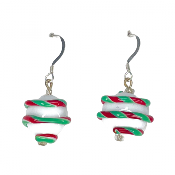 Red and Green Candy Cane Twisty Earrings