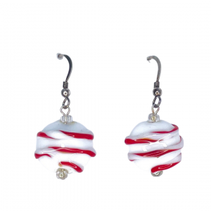 Red Candy Cane Twist Earrings
