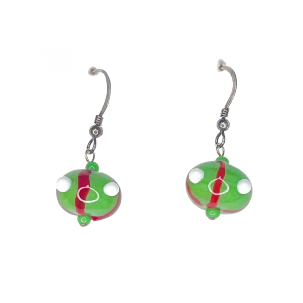 Green and Red Stripe Earrings