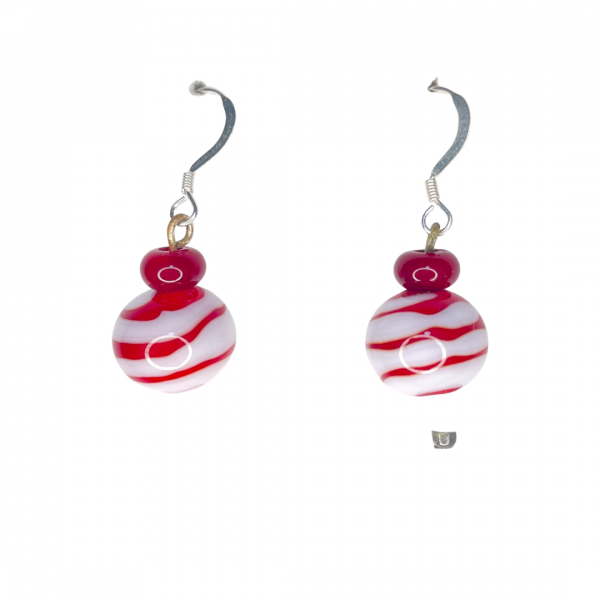 Red and White Twisty Earrings
