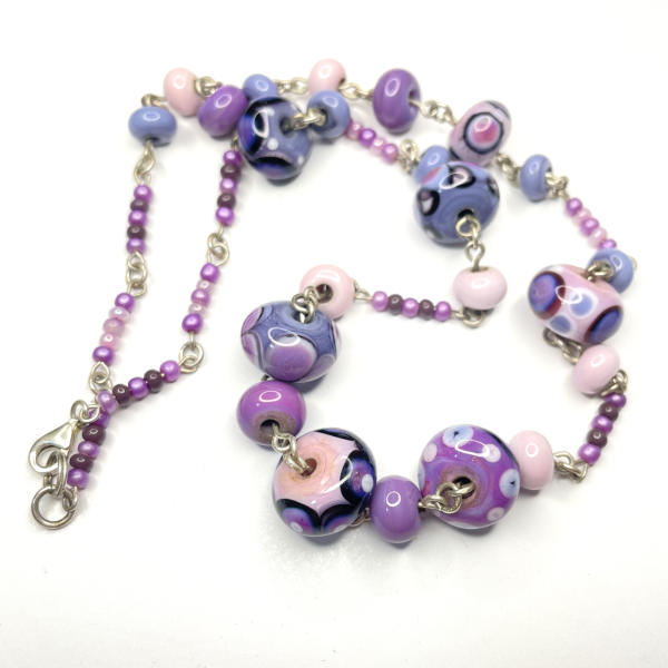 Purple and Pink Lampwork Necklace